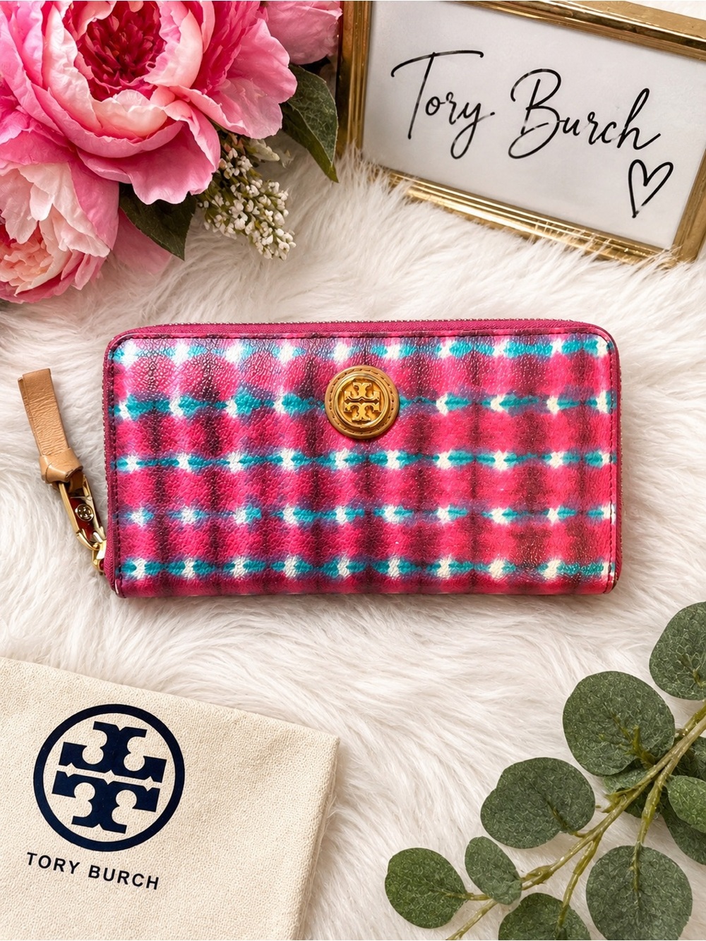 Tory Burch Pink Pink Multicolor Zip Around Wallet Project/Rehab - Picture 1 of 10